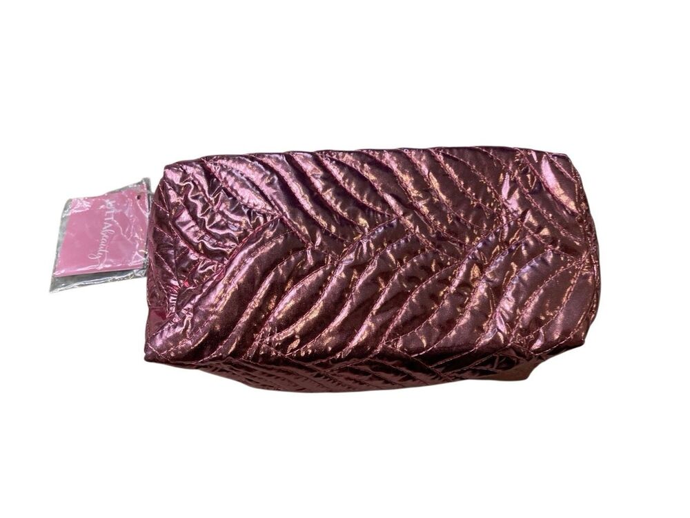 Ulta Beauty Collection Metallic Pink Quilted Cosmetic Makeup Travel Bag Case Pou